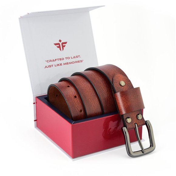 Men's Leather Belt - Handmade - Antique  Maroon - Free Personalization - Picture 6 of 15